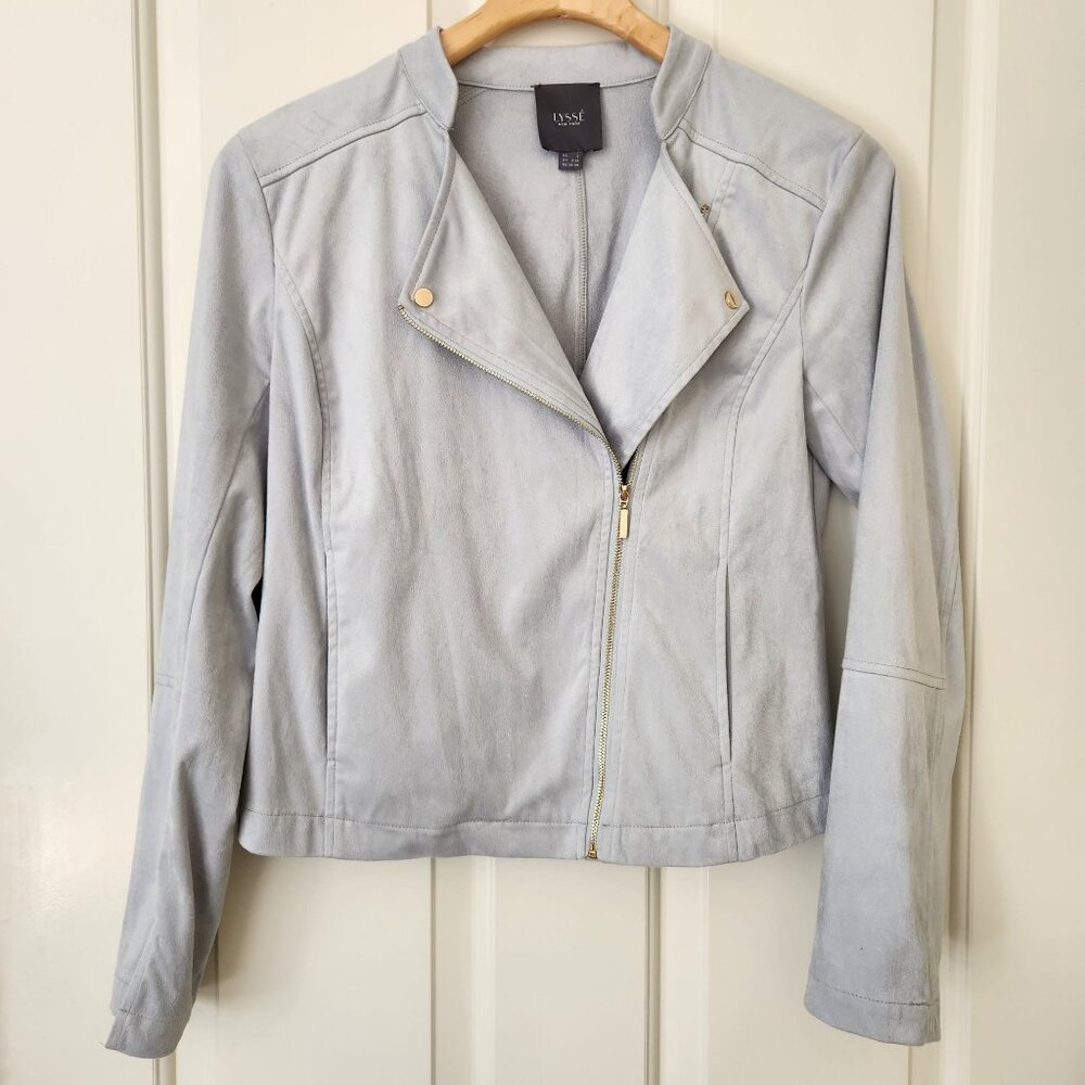 Lysse Summer Vegan Suede Zip Front Moto Jacket Soft Cozy Business Casual Small